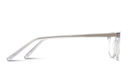 Shop EYE'M Logo Signature Wide Rectangle Eyeglasses in Transparent Grey online.