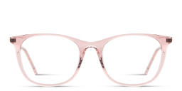Shop EYE'M Engraved Logo Square Eyeglasses in Transparent Pink online.