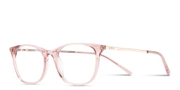 Shop EYE'M Engraved Logo Square Eyeglasses in Transparent Pink online.