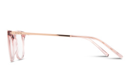 Shop EYE'M Engraved Logo Square Eyeglasses in Transparent Pink online.