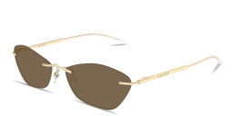 Shop Alexander McQueen T-Bar Slim Unisex Rimless Irregular Sunglasses in Gold online.