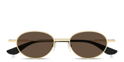 Shop Alexander McQueen Metal T-Bar Unisex Oval Sunglasses in Gold online.