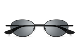 Shop Alexander McQueen Metal T-Bar Unisex Oval Sunglasses in Black online.