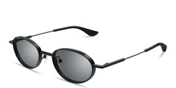 Shop Alexander McQueen Metal T-Bar Unisex Oval Sunglasses in Black online.