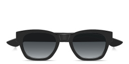 Shop Alexander McQueen Lettering Round Sunglasses in Black online.
