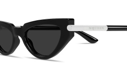 Shop Alexander McQueen T-Bar Icon Cat-Eye Sunglasses in Black online.