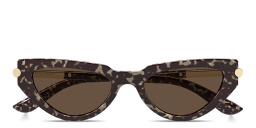 Alexander McQueen T-Bar Icon Cat-Eye Sunglasses in Polished Havana – Product Photo 1