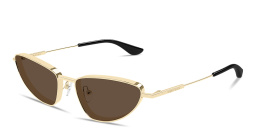 Shop Alexander McQueen Metal T-Bar Cat-Eye Sunglasses in Gold online.