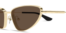 Shop Alexander McQueen Metal T-Bar Cat-Eye Sunglasses in Gold online.