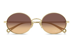 Shop Chloe Aly Petit Oval Sunglasses in Gold online.