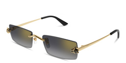 Shop Cartier Panthère de Cartier Unisex Rimless Rectangle Sunglasses in Gold online.