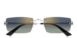 Shop Cartier Panthère de Cartier Unisex Rimless Rectangle Sunglasses in Silver online.