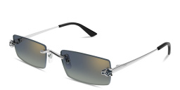 Shop Cartier Panthère de Cartier Unisex Rimless Rectangle Sunglasses in Silver online.