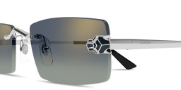 Shop Cartier Panthère de Cartier Unisex Rimless Rectangle Sunglasses in Silver online.