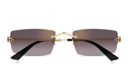 Shop Cartier Panthère de Cartier Unisex Rimless Rectangle Sunglasses in Gold online.