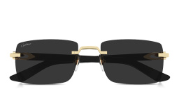 Shop Cartier Signature C de Cartier Rimless Rectangle Sunglasses in Polished Gold online.