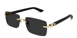 Shop Cartier Signature C de Cartier Rimless Rectangle Sunglasses in Polished Gold online.