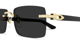 Shop Cartier Signature C de Cartier Rimless Rectangle Sunglasses in Polished Gold online.
