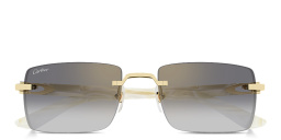 Shop Cartier Signature C de Cartier Rimless Rectangle Sunglasses in Gold online.