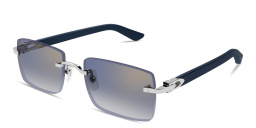 Shop Cartier Signature C de Cartier Rimless Rectangle Sunglasses in Polished Silver online.