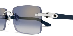 Shop Cartier Signature C de Cartier Rimless Rectangle Sunglasses in Polished Silver online.