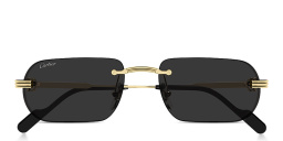 Shop Cartier Première de Cartier Rimless Rectangle Sunglasses in Gold online.