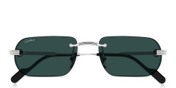 Shop Cartier Première de Cartier Rimless Rectangle Sunglasses in Silver online.