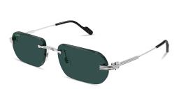 Shop Cartier Première de Cartier Rimless Rectangle Sunglasses in Silver online.