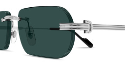 Shop Cartier Première de Cartier Rimless Rectangle Sunglasses in Silver online.