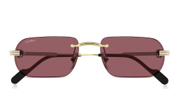 Shop Cartier Première de Cartier Rimless Rectangle Sunglasses in Gold online.