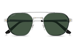 Shop Cartier Santos de Cartier Square Sunglasses in Silver online.