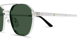 Shop Cartier Santos de Cartier Square Sunglasses in Silver online.