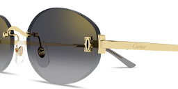 Shop Cartier Double C de Cartier Rimless Oval Sunglasses in Gold online.