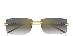 Shop Cartier Clash de Cartier Unisex Rimless Rectangle Sunglasses in Gold online.