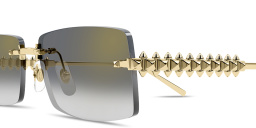 Shop Cartier Clash de Cartier Unisex Rimless Rectangle Sunglasses in Gold online.
