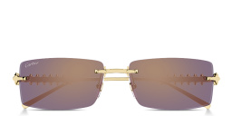 Shop Cartier Clash de Cartier Unisex Rimless Rectangle Sunglasses in Gold online.