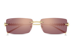 Shop Cartier Clash de Cartier Unisex Rimless Rectangle Sunglasses in Gold online.
