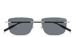 Shop MONTBLANC Snowcap Rimless Rectangle Sunglasses in Silver online.