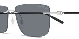 Shop MONTBLANC Snowcap Rimless Rectangle Sunglasses in Silver online.
