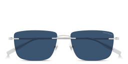 تسوق نظارات شمسية مستطيلة بدون إطار بشعار الإكليل الثلجي مونت بلانك بلون فضي أونلاين.