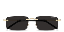 Shop MONTBLANC Meisterstück Rimless Rectangle Sunglasses in Gold online.