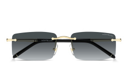 Shop MONTBLANC Meisterstück Rimless Rectangle Sunglasses in Polished Gold online.