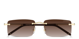 Shop MONTBLANC Meisterstück Rimless Rectangle Sunglasses in Gold online.