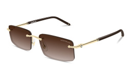 Shop MONTBLANC Meisterstück Rimless Rectangle Sunglasses in Gold online.