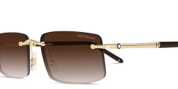 Shop MONTBLANC Meisterstück Rimless Rectangle Sunglasses in Gold online.