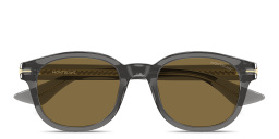Shop MONTBLANC Nib Round Sunglasses in Transparent Grey online.