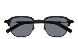 Shop MONTBLANC Snowcap Rectangle Sunglasses in Black online.