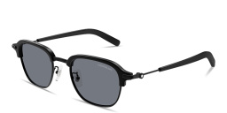 Shop MONTBLANC Snowcap Rectangle Sunglasses in Black online.