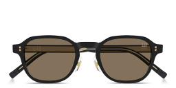 Shop Dunhill Studs Irregular Sunglasses in Black online.