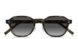 Shop Dunhill Studs Irregular Sunglasses in Havana online.